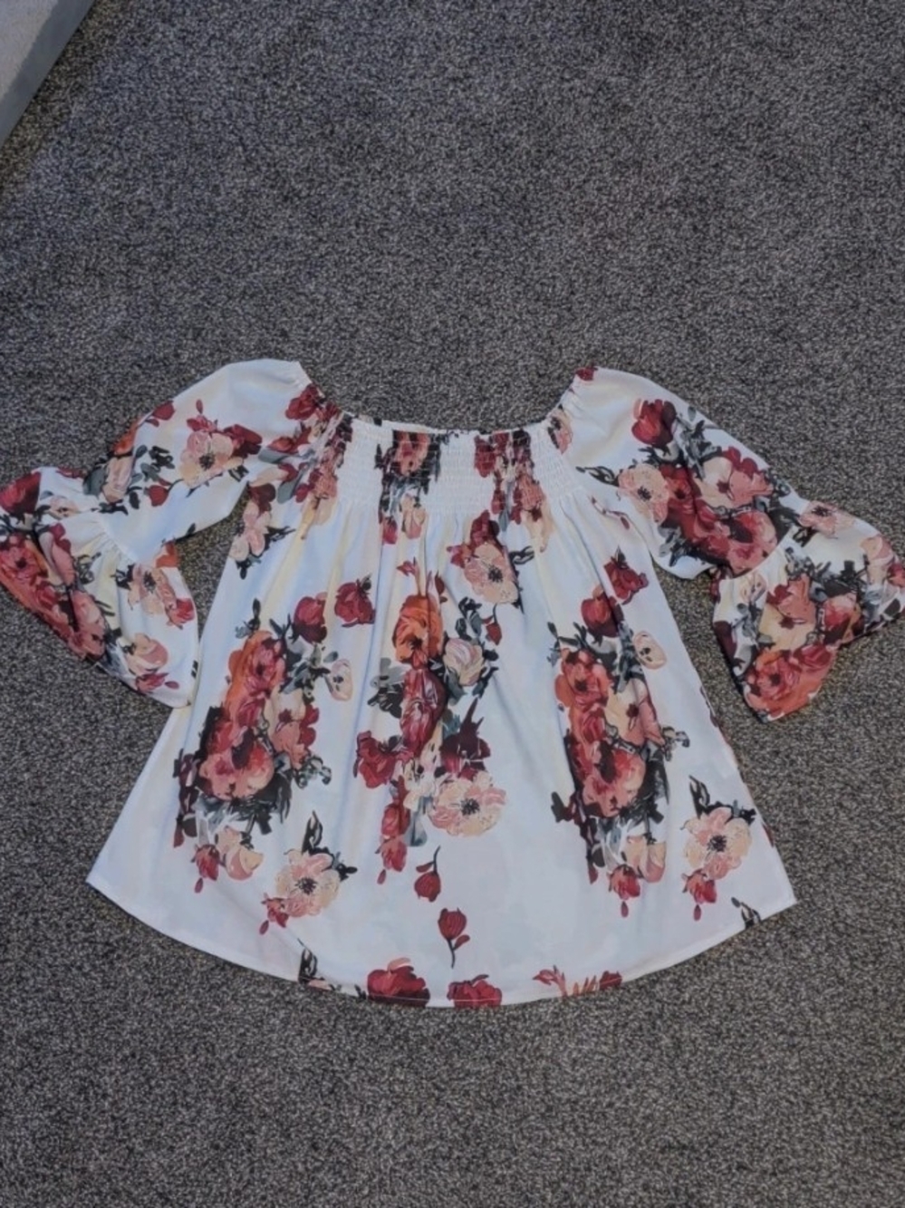 Women's off shoulder floral top (light and flowy)